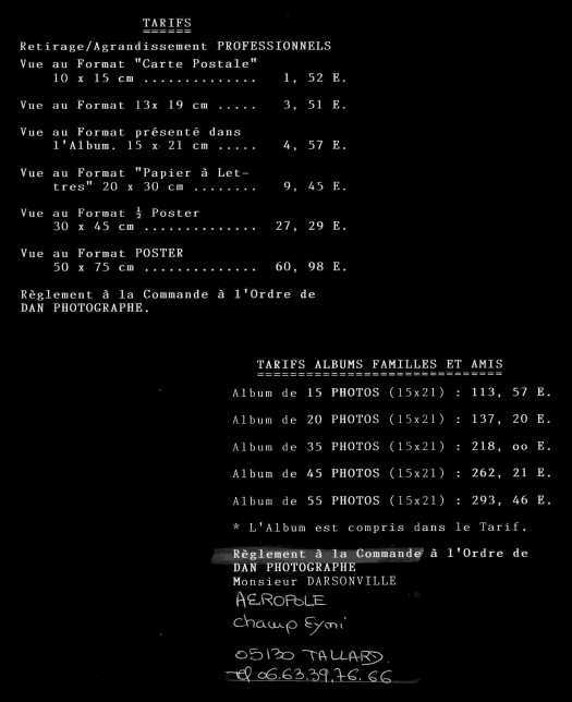 tarifs